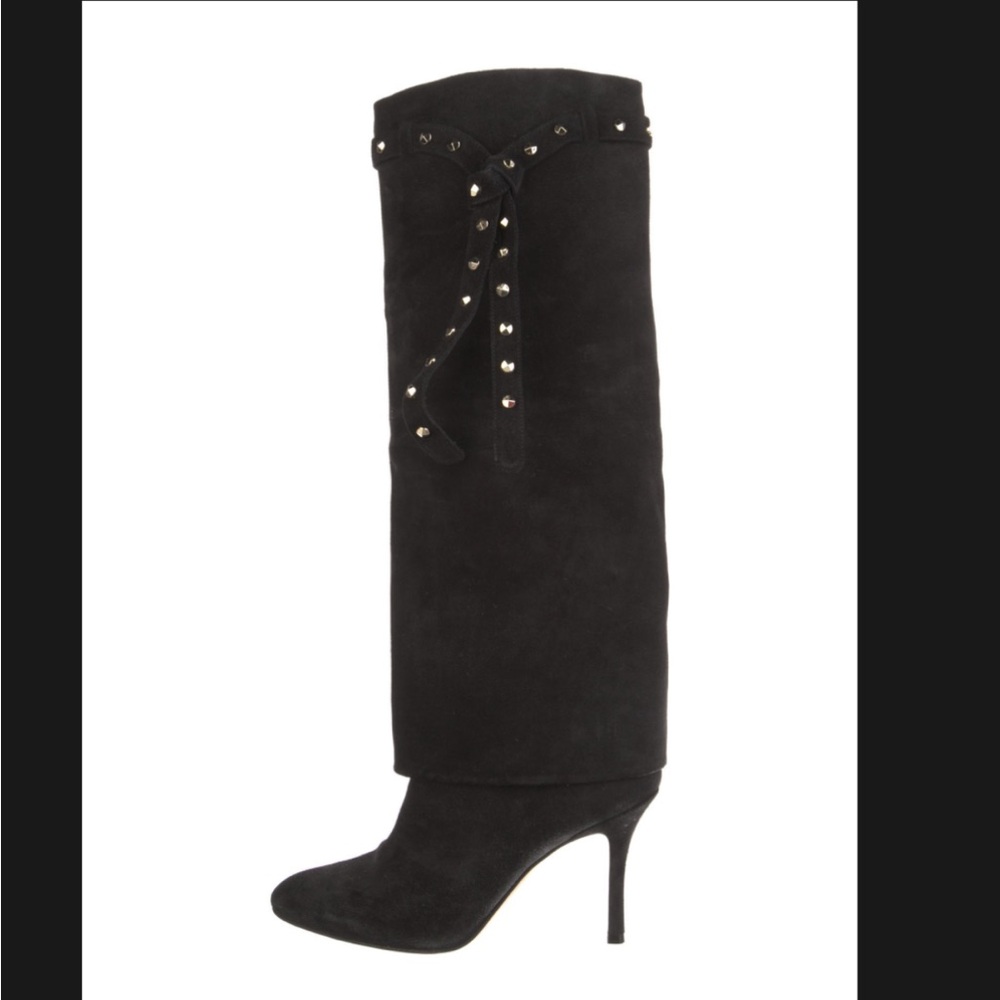 Valentino rockstud Black Suede Women's Boots size 38,5 runs US 8 good condition